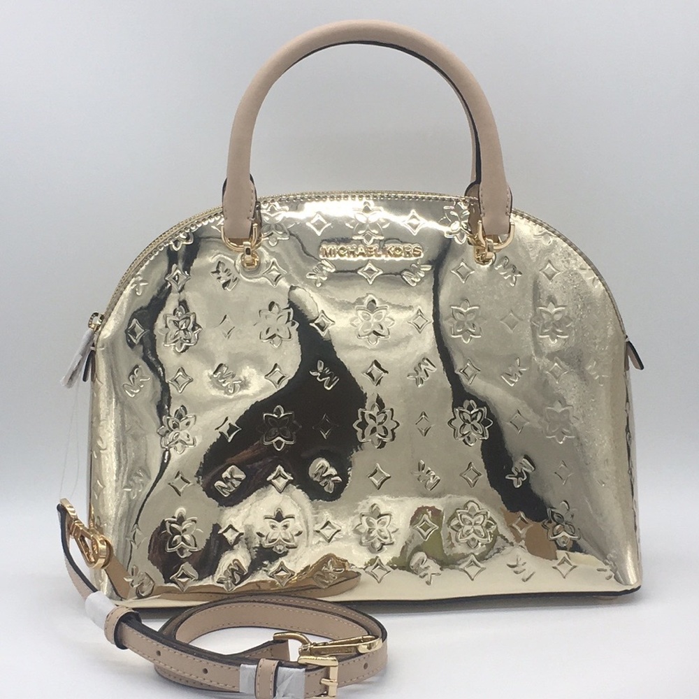 MICHAEL KORS EMMY LARGE DOME SATCHEL PALE GOLD - Picture 4 of 16